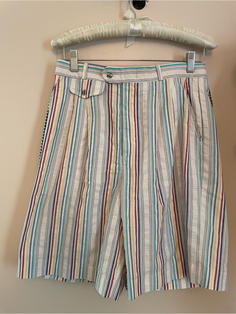Women’s Multicolor Stripe Bermuda Shorts - Lightweight Summer Style